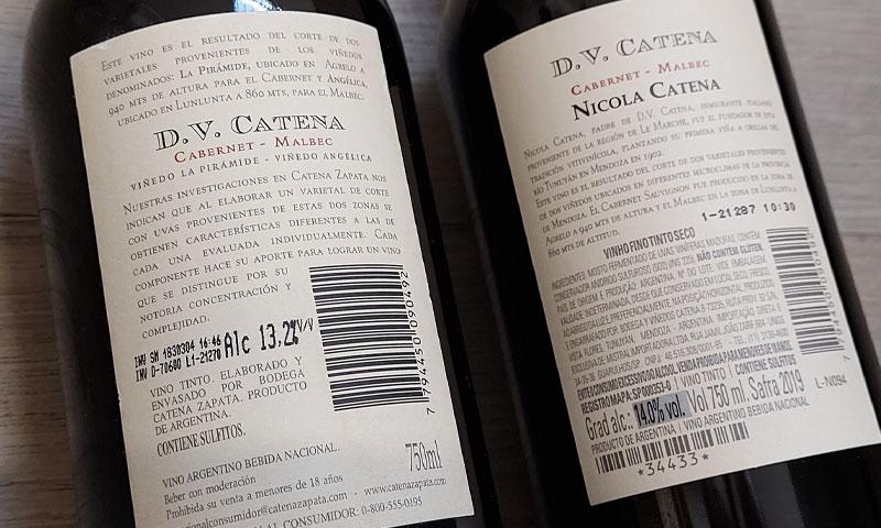 Contra-rótulo de vinho em espanhol